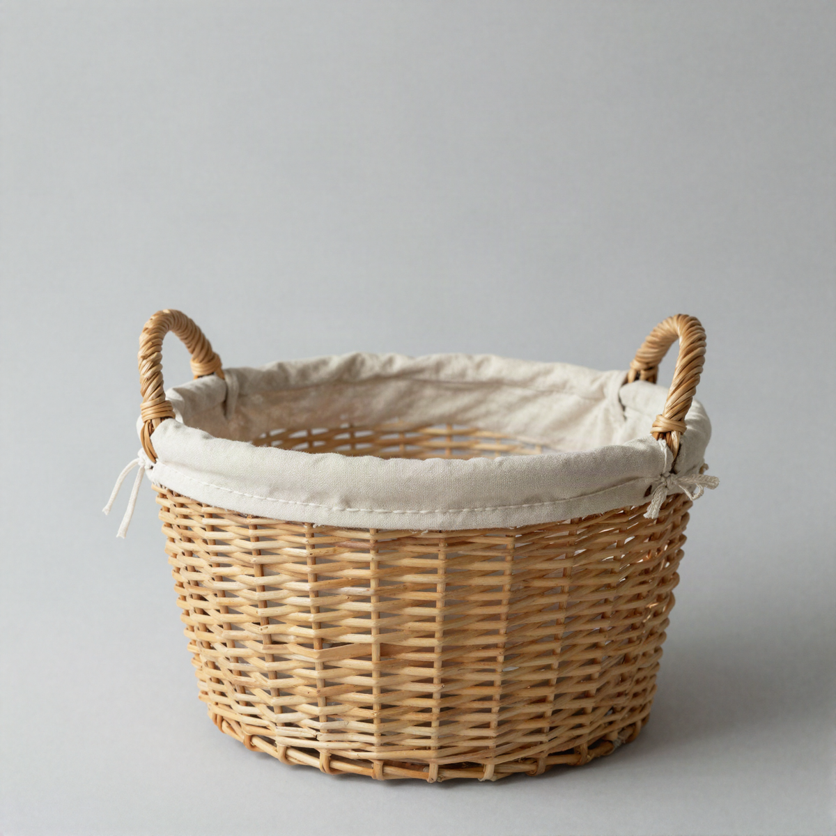 Fabric-Lined Wicker Basket