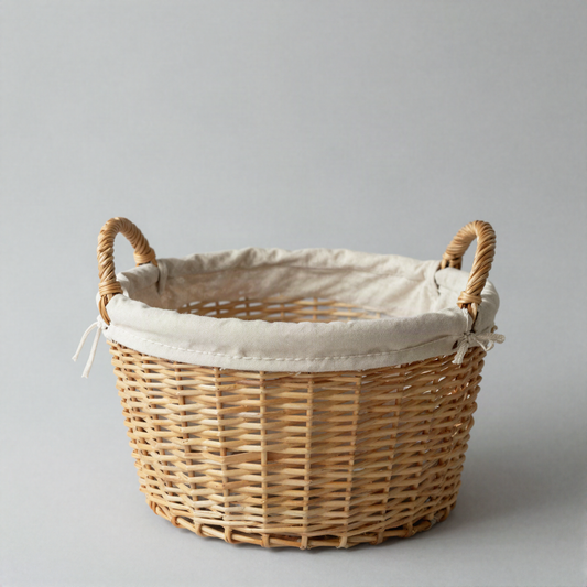 Fabric-Lined Wicker Basket