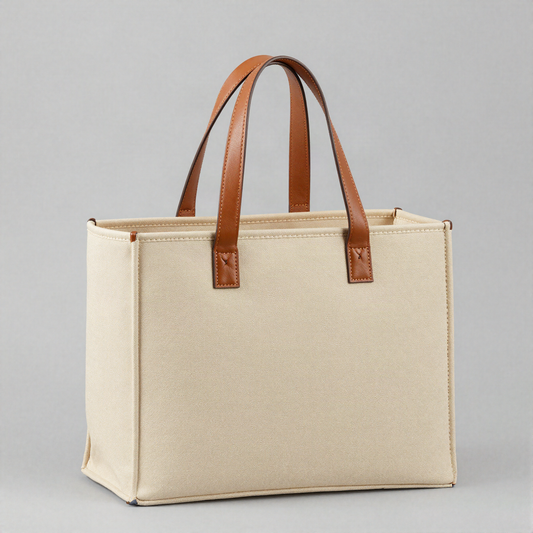 Leather-Handled Storage Tote